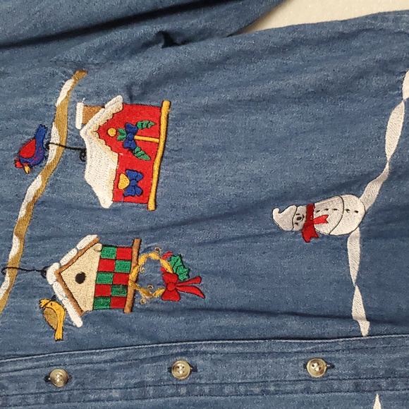 Vintage Cherokee Button Down Embroidery Denim Shirt Size Medium - Picture 3 of 7